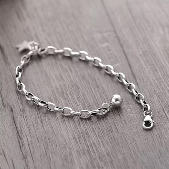 NEW 925 STERLING SILVER STAR PENDANT BRACELET, NICE BRACELET, CUTE BRACELET - Picture 4 of 8